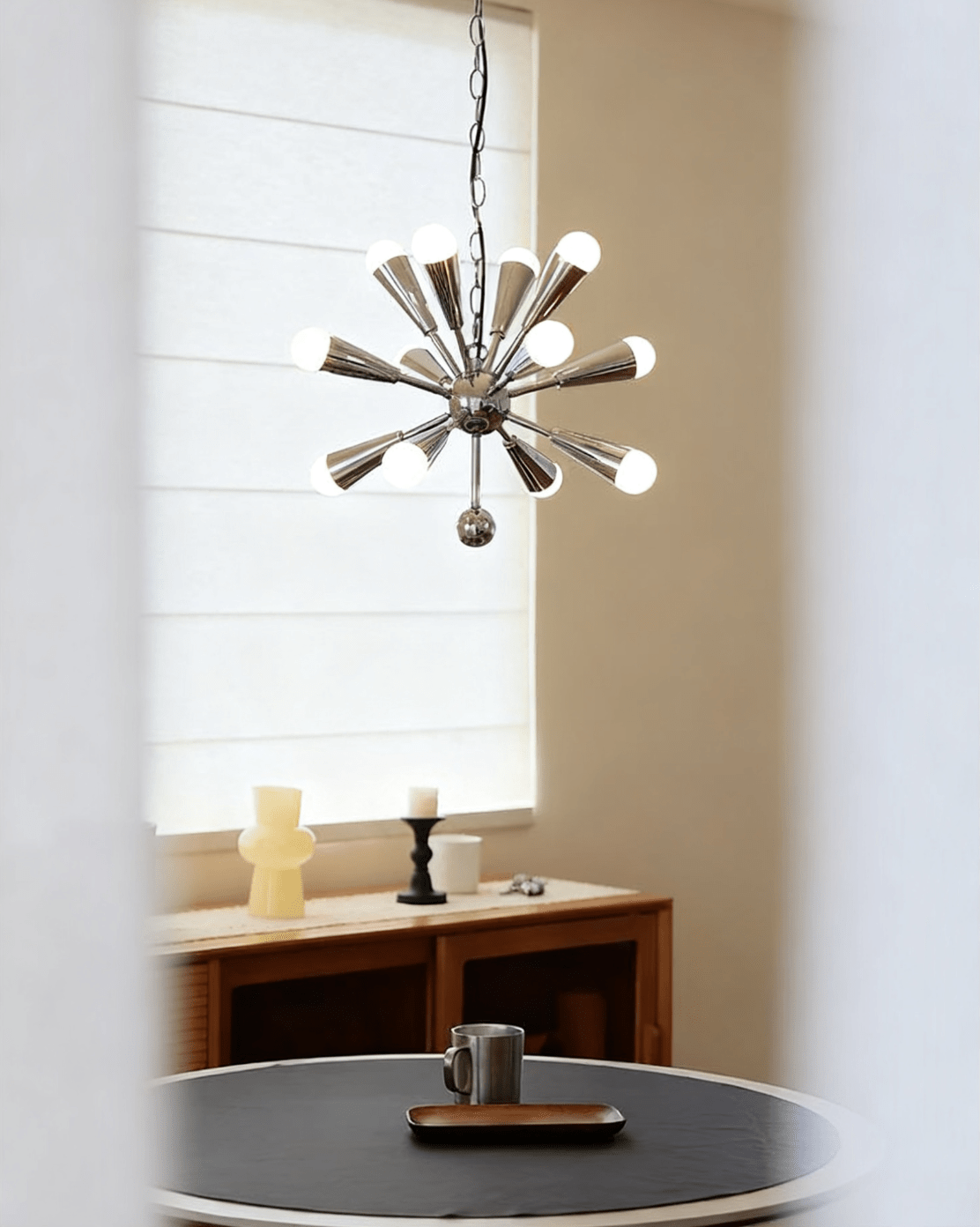 Orvian Chrome Chandelier - Modern Design, Adjustable Height, LED Compa