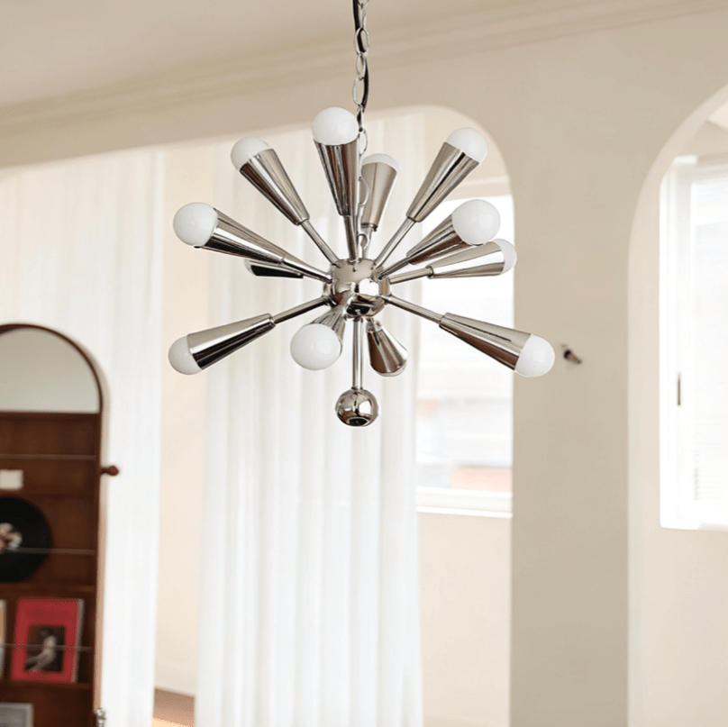 Orvian Chrome Chandelier - Modern Design, Adjustable Height, LED Compa