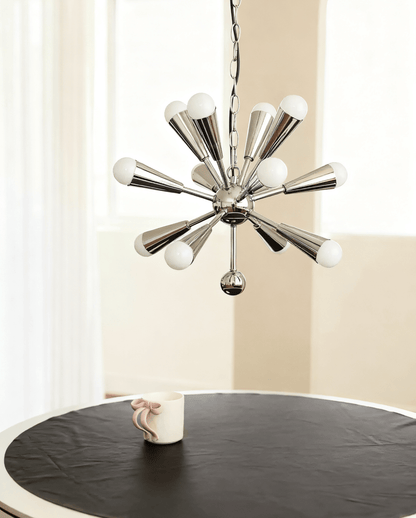 Orvian Chrome Chandelier - Modern Design, Adjustable Height, LED Compa