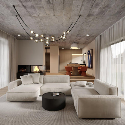 Orvyn Leather Arc Chandelier - Elegant Design with Adjustable Height