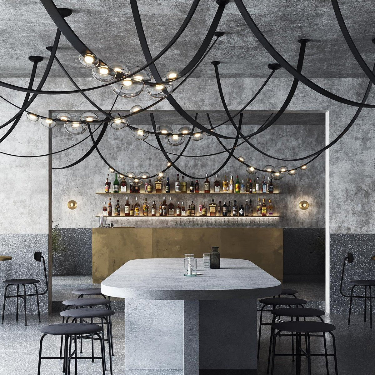 Orvyn Leather Arc Chandelier - Elegant Design with Adjustable Height