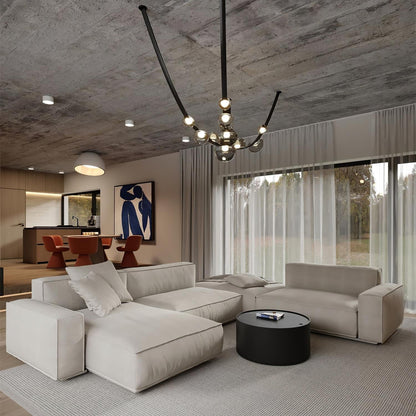 Orvyn Leather Arc Chandelier - Elegant Design with Adjustable Height