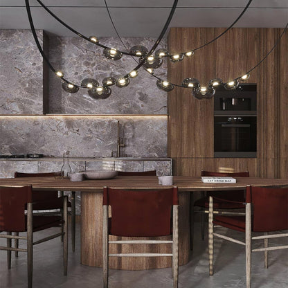 Orvyn Leather Arc Chandelier - Elegant Design with Adjustable Height