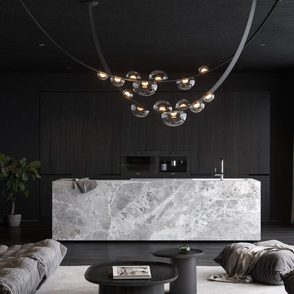 Orvyn Leather Arc Chandelier - Elegant Design with Adjustable Height