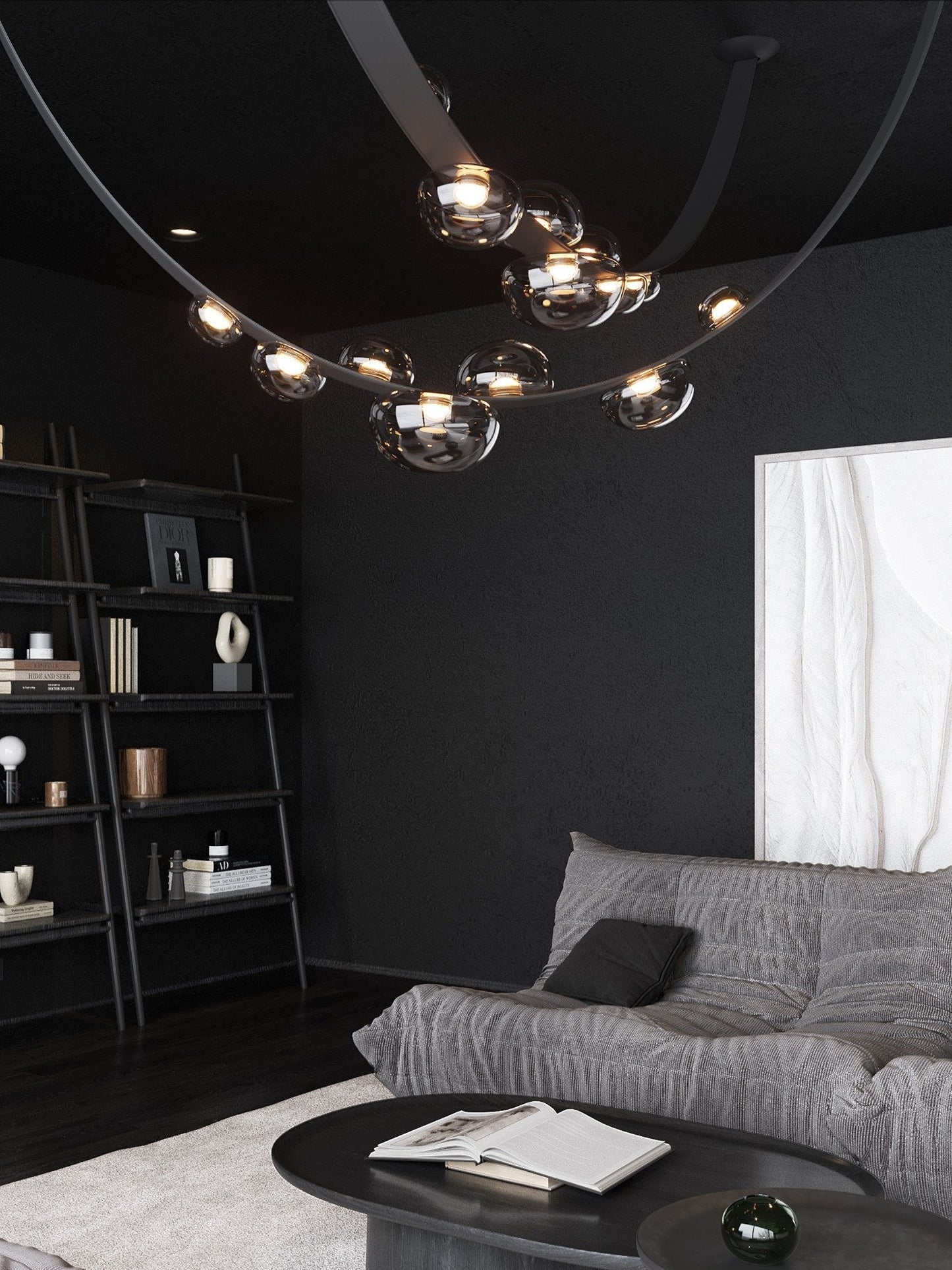 Orvyn Leather Arc Chandelier - Elegant Design with Adjustable Height