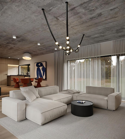 Orvyn Leather Arc Chandelier - Elegant Design with Adjustable Height