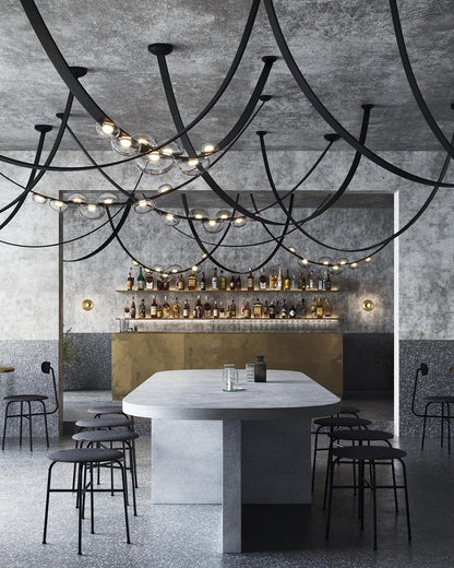 Orvyn Leather Arc Chandelier - Elegant Design with Adjustable Height