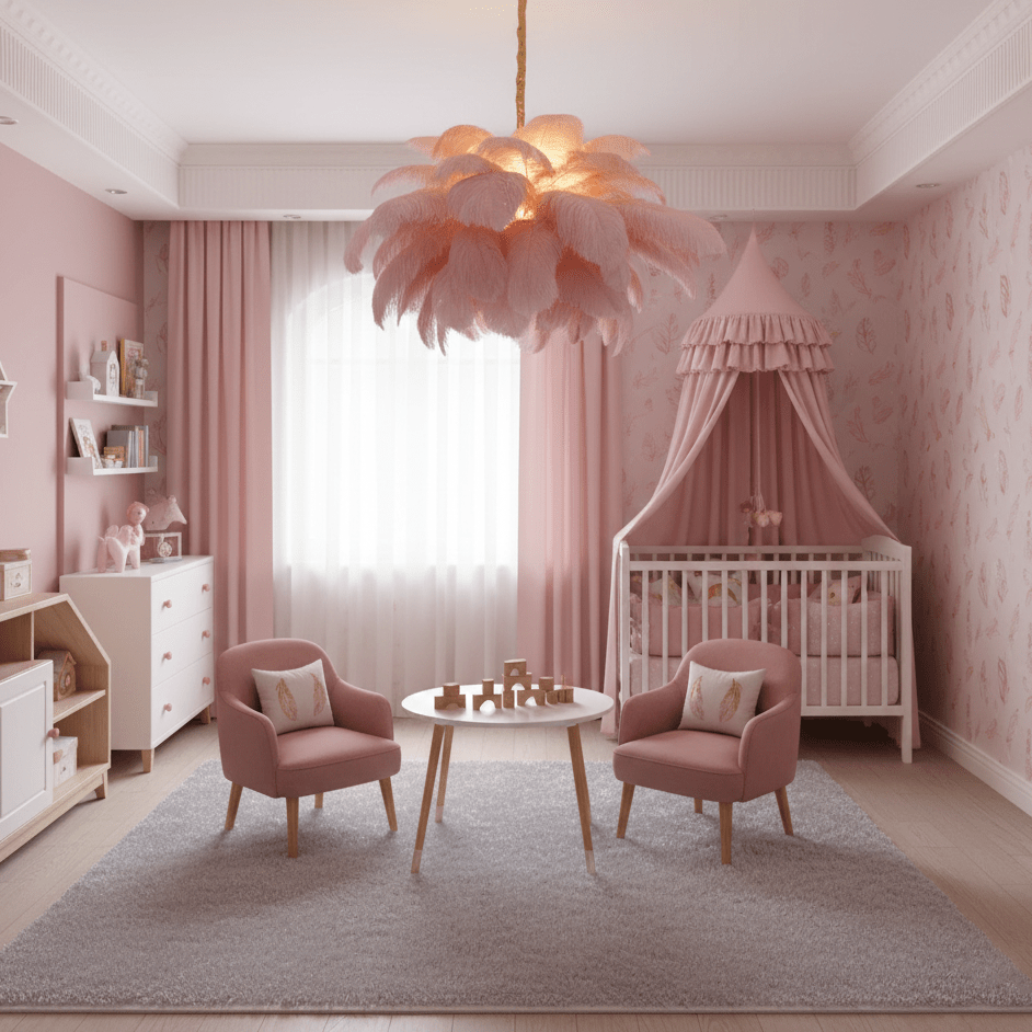 Elegant Ostrich Feather Chandelier - Soft Lighting & Unique Design