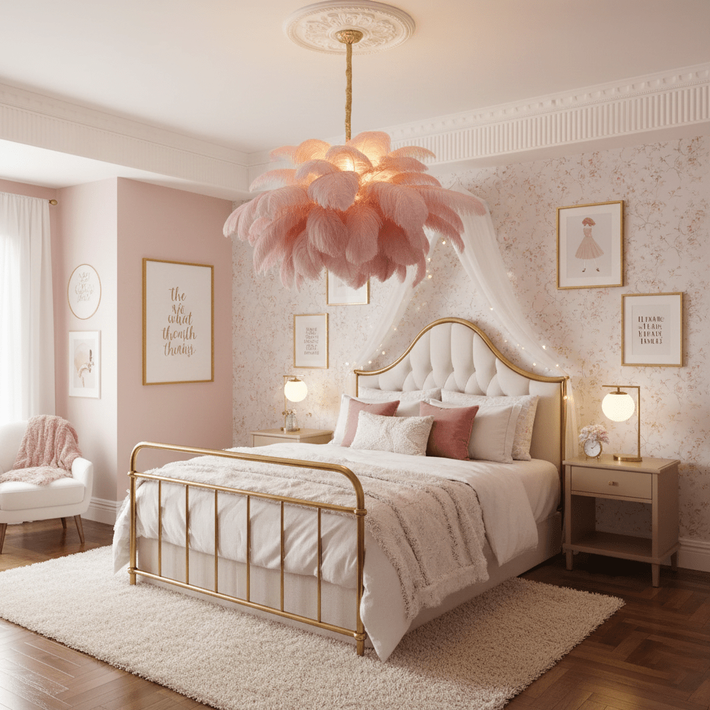 Elegant Ostrich Feather Chandelier - Soft Lighting & Unique Design