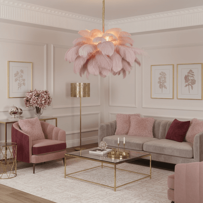 Elegant Ostrich Feather Chandelier - Soft Lighting & Unique Design