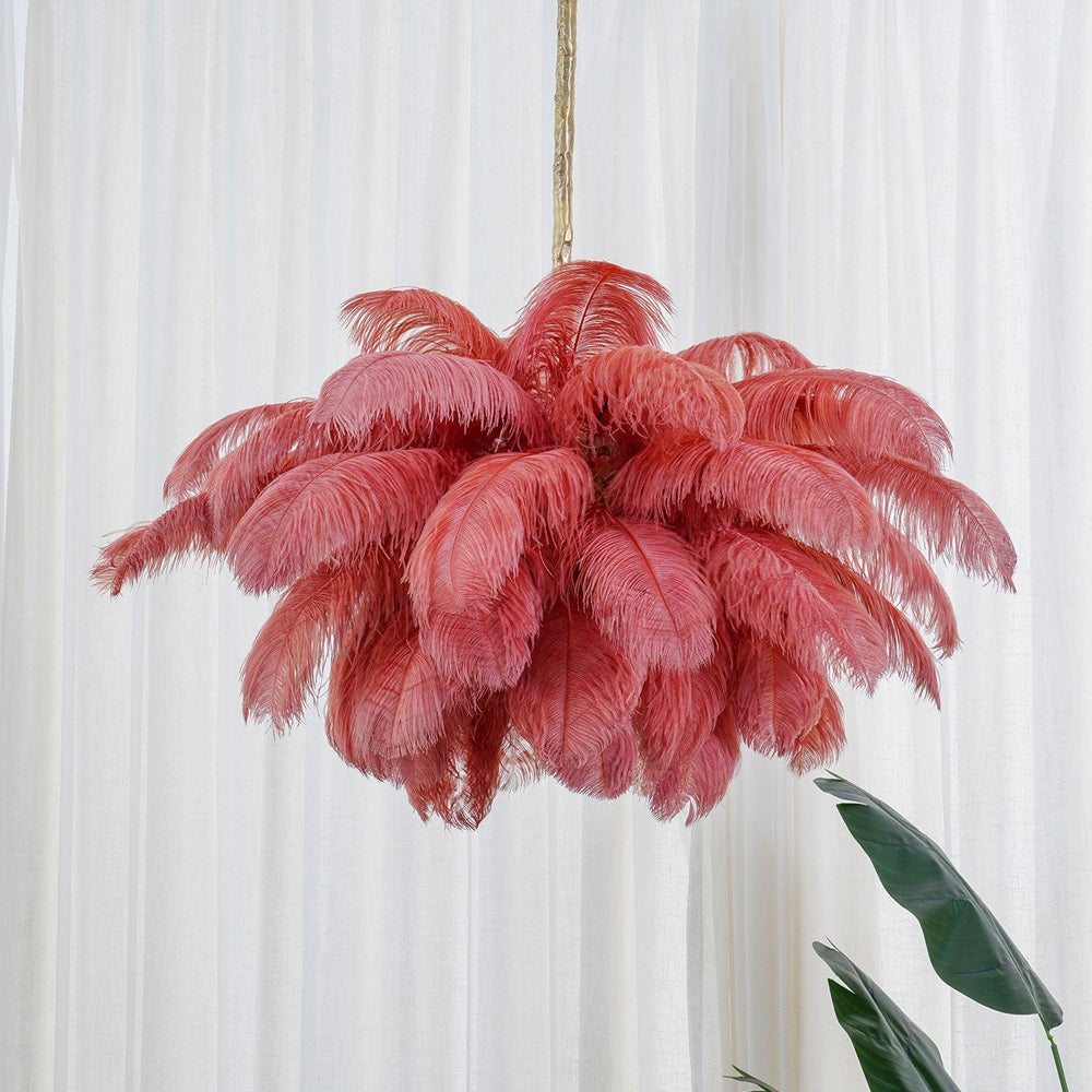 Elegant Ostrich Feather Chandelier - Soft Lighting & Unique Design