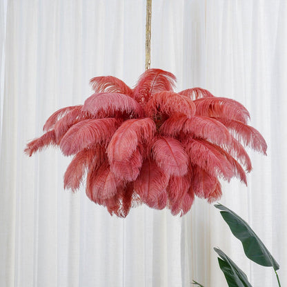 Elegant Ostrich Feather Chandelier - Soft Lighting & Unique Design