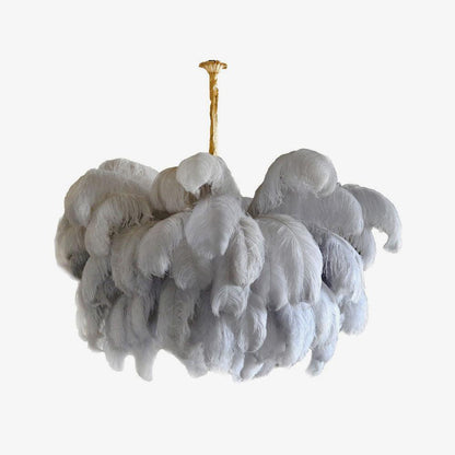 Elegant Ostrich Feather Chandelier - Soft Lighting & Unique Design
