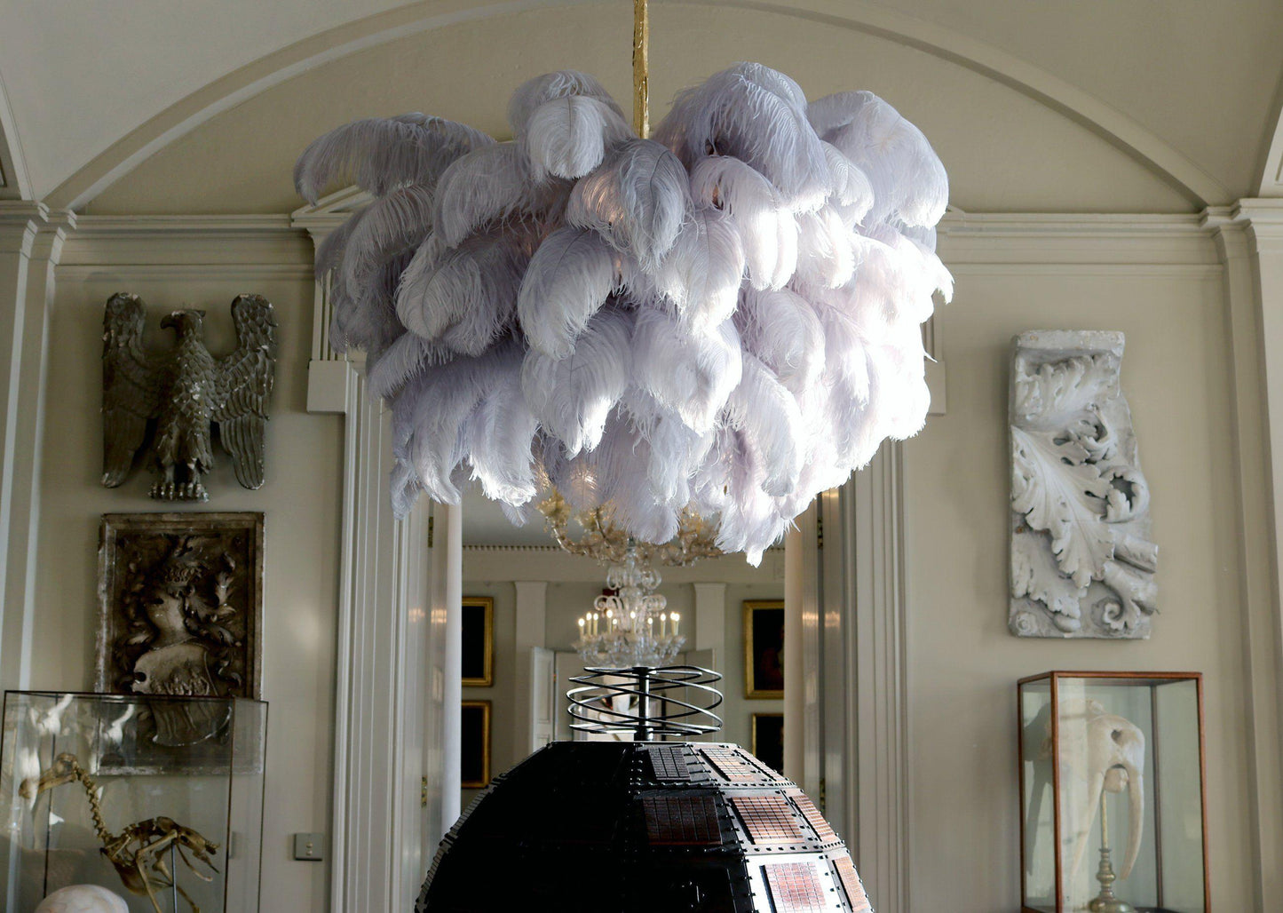 Elegant Ostrich Feather Chandelier - Soft Lighting & Unique Design