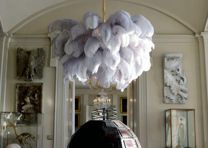 Elegant Ostrich Feather Chandelier - Soft Lighting & Unique Design