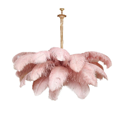 Elegant Ostrich Feather Chandelier - Soft Lighting & Unique Design