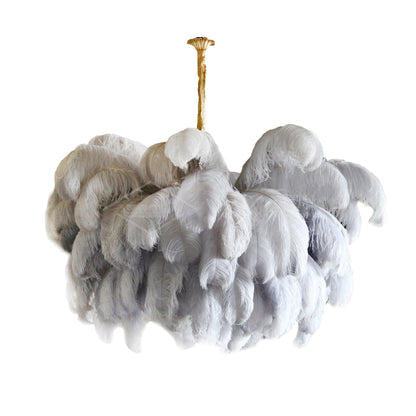 Elegant Ostrich Feather Chandelier - Soft Lighting & Unique Design