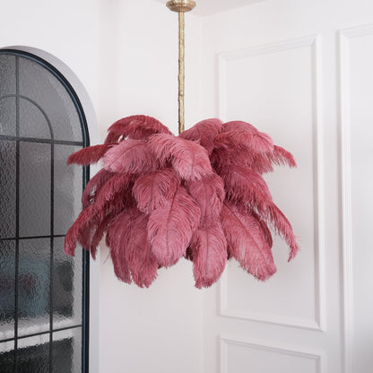 Elegant Ostrich Feather Chandelier - Soft Lighting & Unique Design