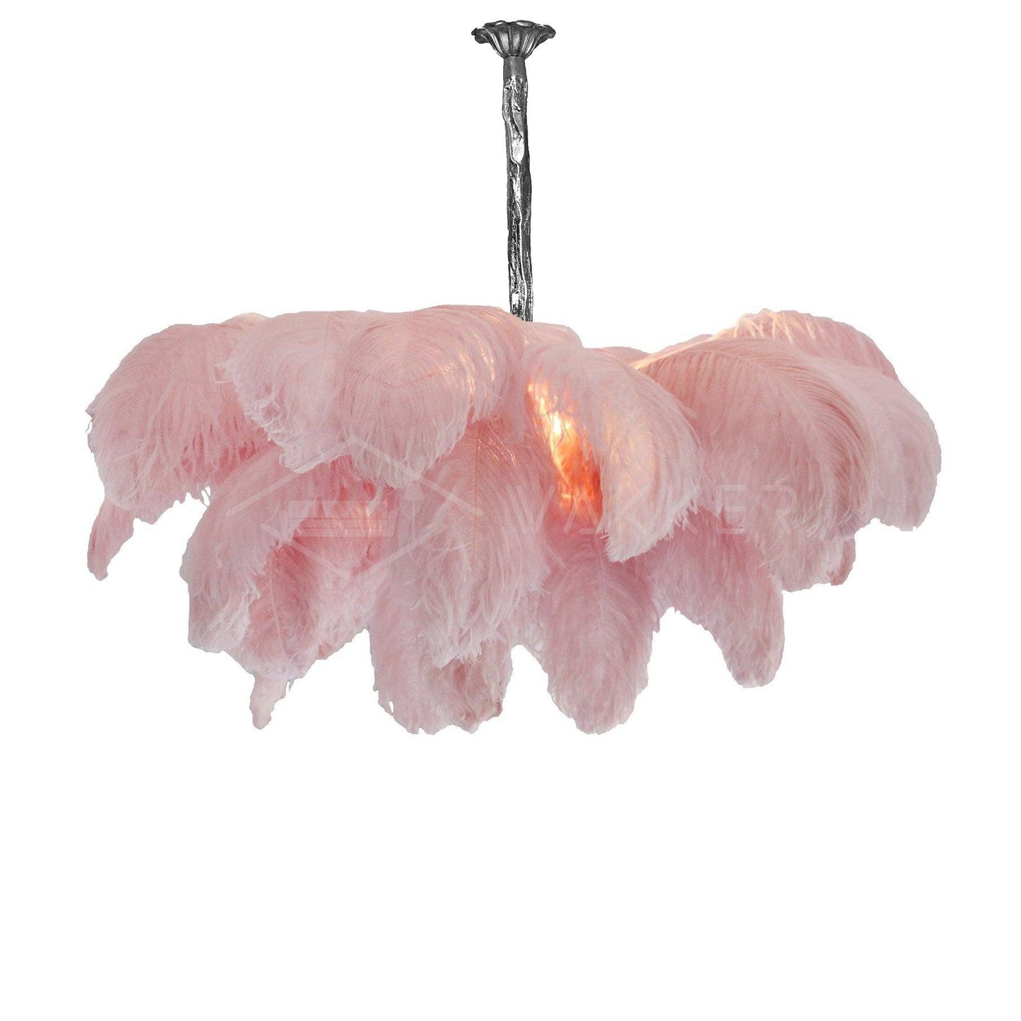 Elegant Ostrich Feather Chandelier - Soft Lighting & Unique Design