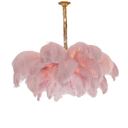 Elegant Ostrich Feather Chandelier - Soft Lighting & Unique Design