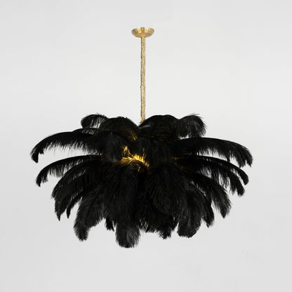 Elegant Ostrich Feather Chandelier - Soft Lighting & Unique Design
