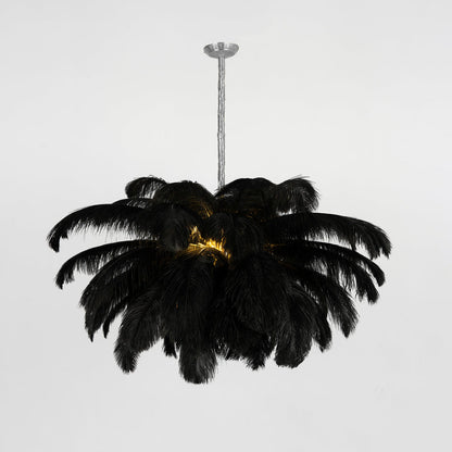 Elegant Ostrich Feather Chandelier - Soft Lighting & Unique Design