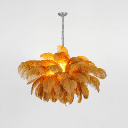 Elegant Ostrich Feather Chandelier - Soft Lighting & Unique Design