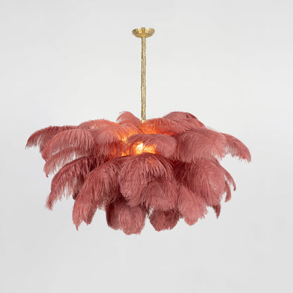 Elegant Ostrich Feather Chandelier - Soft Lighting & Unique Design