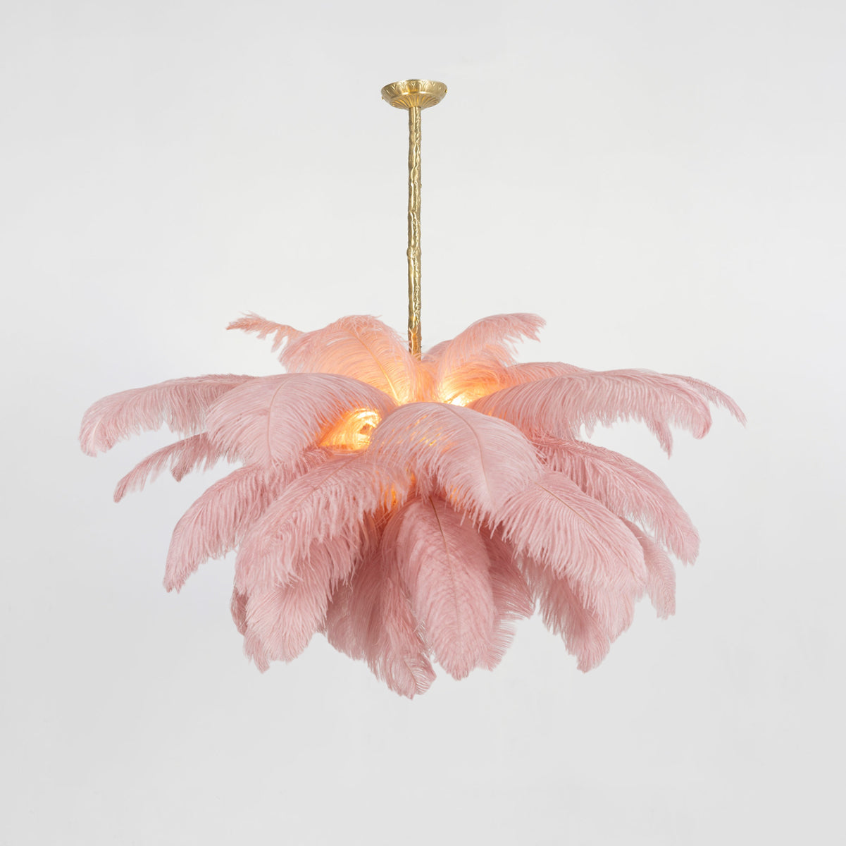 Elegant Ostrich Feather Chandelier - Soft Lighting & Unique Design
