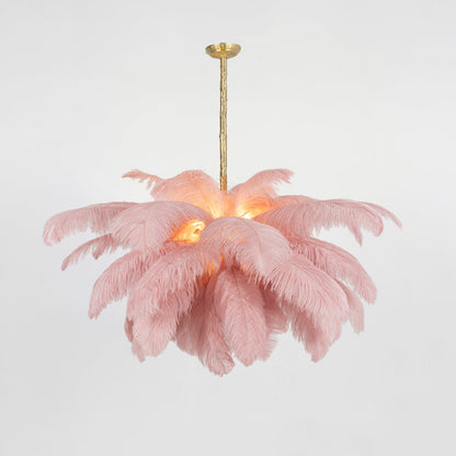 Elegant Ostrich Feather Chandelier - Soft Lighting & Unique Design