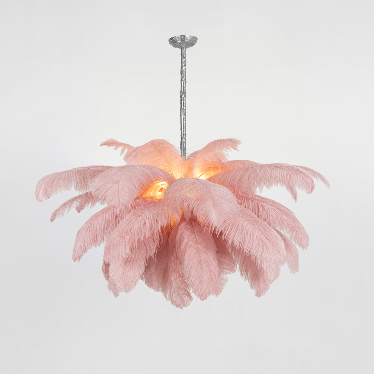 Elegant Ostrich Feather Chandelier - Soft Lighting & Unique Design