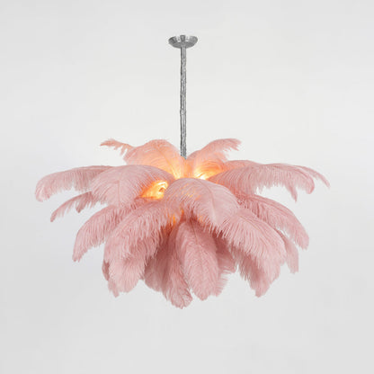 Elegant Ostrich Feather Chandelier - Soft Lighting & Unique Design