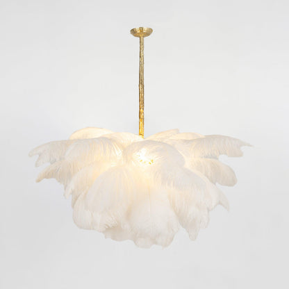 Elegant Ostrich Feather Chandelier - Soft Lighting & Unique Design