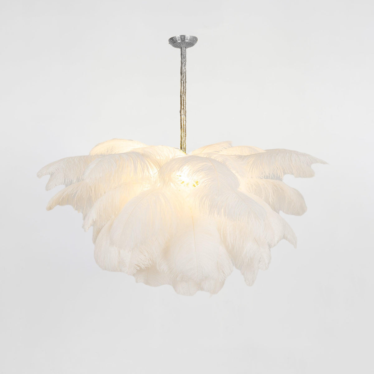 Elegant Ostrich Feather Chandelier - Soft Lighting & Unique Design