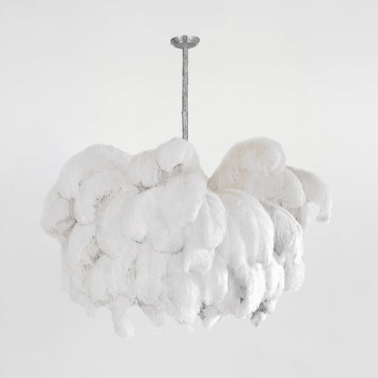 Elegant Ostrich Feather Chandelier - Soft Lighting & Unique Design