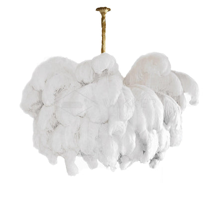 Elegant Ostrich Feather Chandelier - Soft Lighting & Unique Design