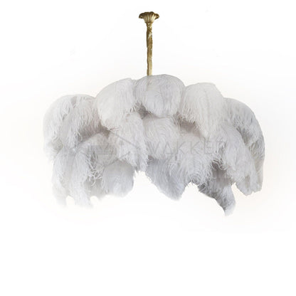 Elegant Ostrich Feather Chandelier - Soft Lighting & Unique Design