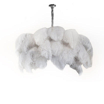 Elegant Ostrich Feather Chandelier - Soft Lighting & Unique Design