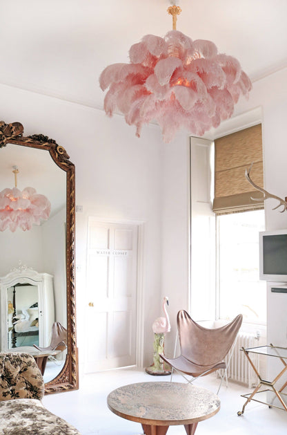 Elegant Ostrich Feather Chandelier - Soft Lighting & Unique Design