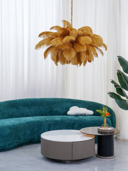 Elegant Ostrich Feather Chandelier - Soft Lighting & Unique Design