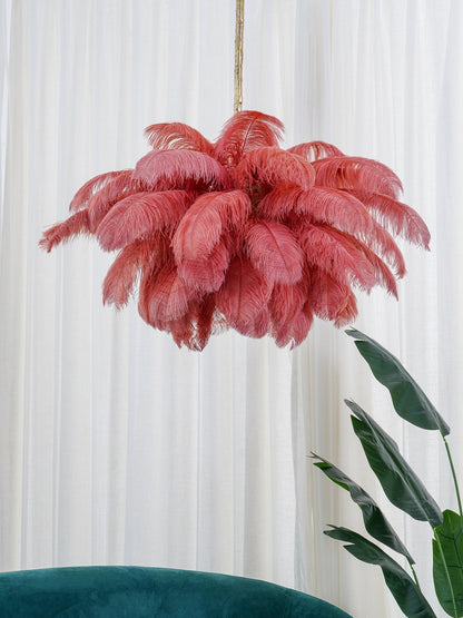Elegant Ostrich Feather Chandelier - Soft Lighting & Unique Design