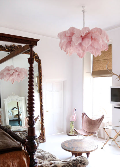 Elegant Ostrich Feather Chandelier - Soft Lighting & Unique Design