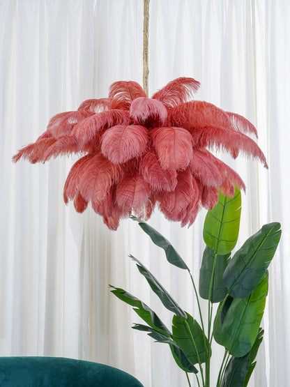 Elegant Ostrich Feather Chandelier - Soft Lighting & Unique Design