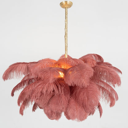 Elegant Ostrich Feather Chandelier - Soft Lighting & Unique Design