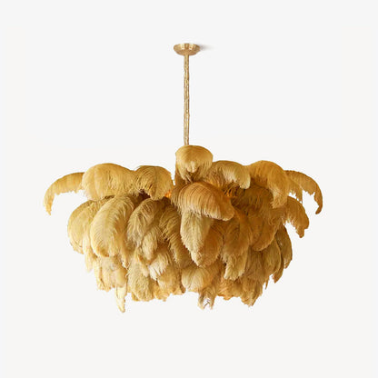 Elegant Ostrich Feather Chandelier - Soft Lighting & Unique Design