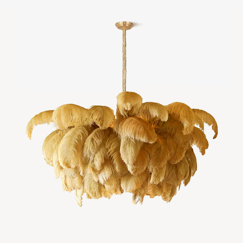 Elegant Ostrich Feather Chandelier - Soft Lighting & Unique Design