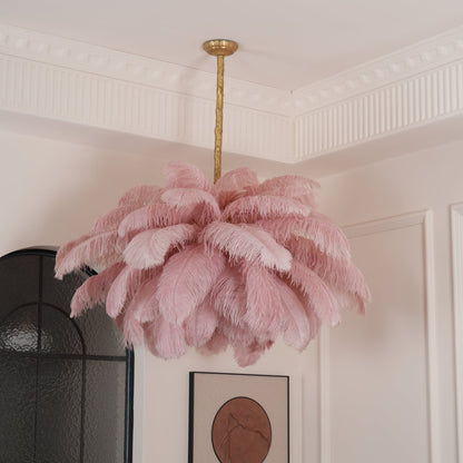 Elegant Ostrich Feather Chandelier - Soft Lighting & Unique Design
