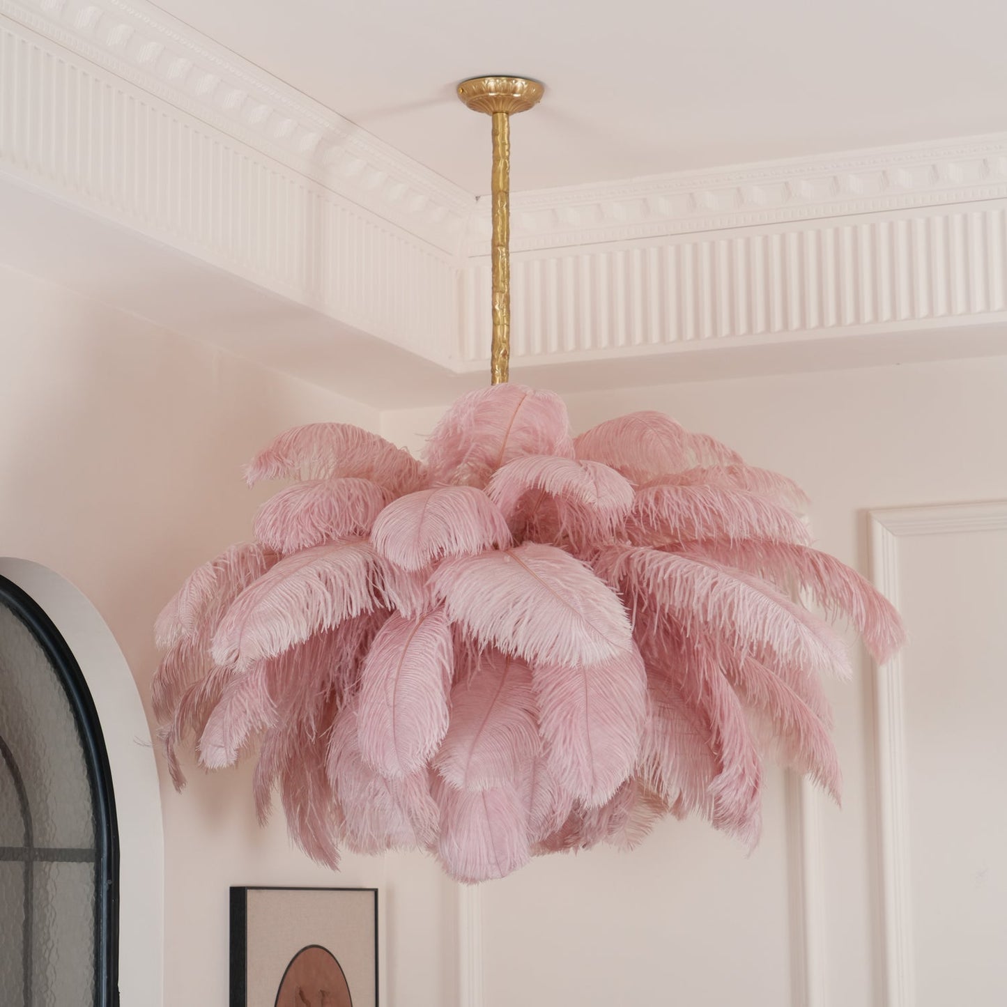 Elegant Ostrich Feather Chandelier - Soft Lighting & Unique Design