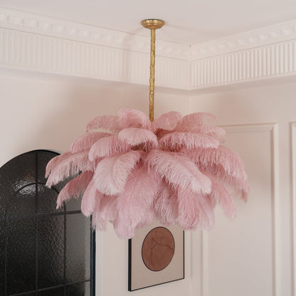 Elegant Ostrich Feather Chandelier - Soft Lighting & Unique Design