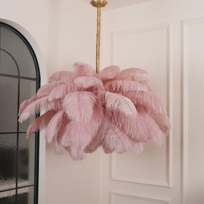 Elegant Ostrich Feather Chandelier - Soft Lighting & Unique Design